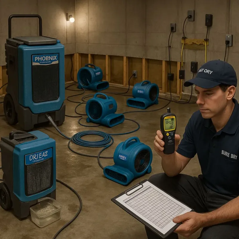 Structural Drying and Dehumidification process in Camden, OH